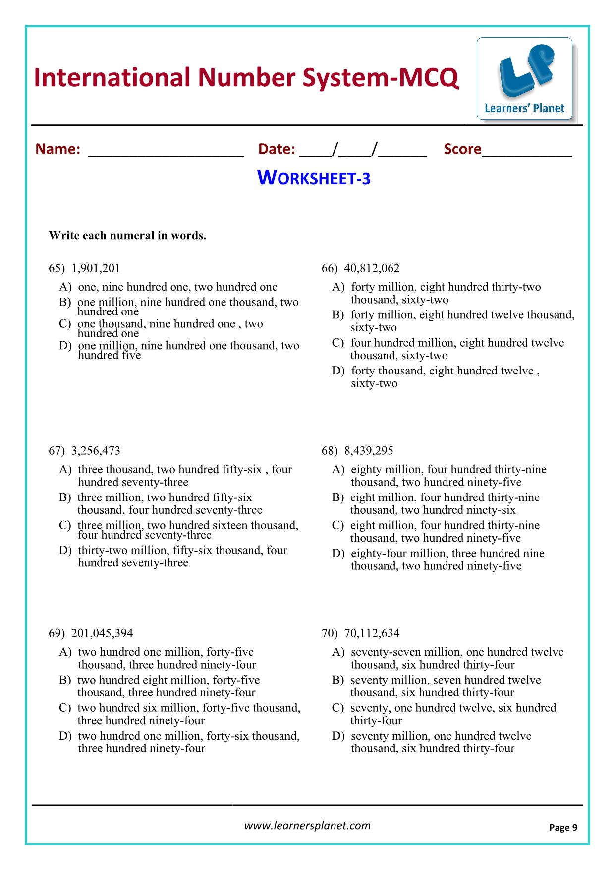 CBSE grade 20 mathematics numbers system exercises For The Number System Worksheet