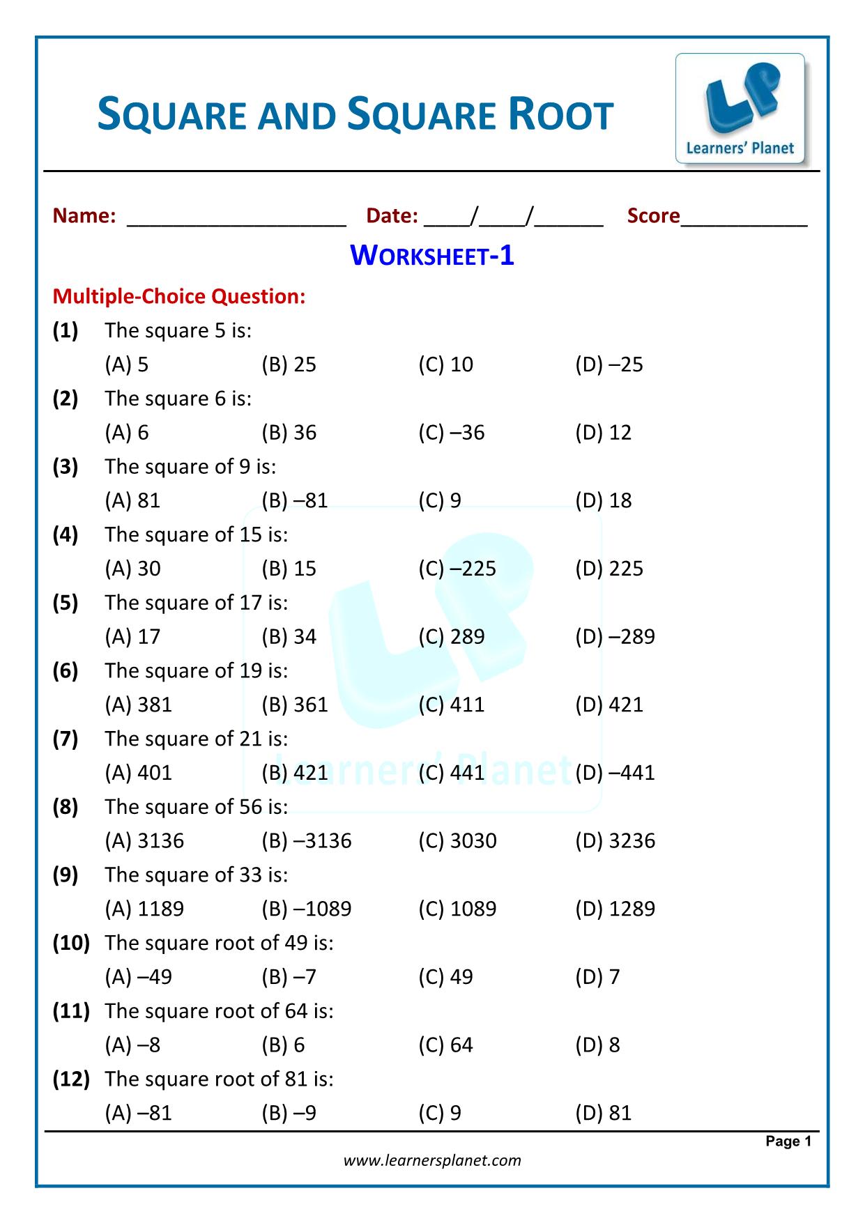 NCERT grade viii math squares and square roots videos, quiz In Squares And Square Roots Worksheet