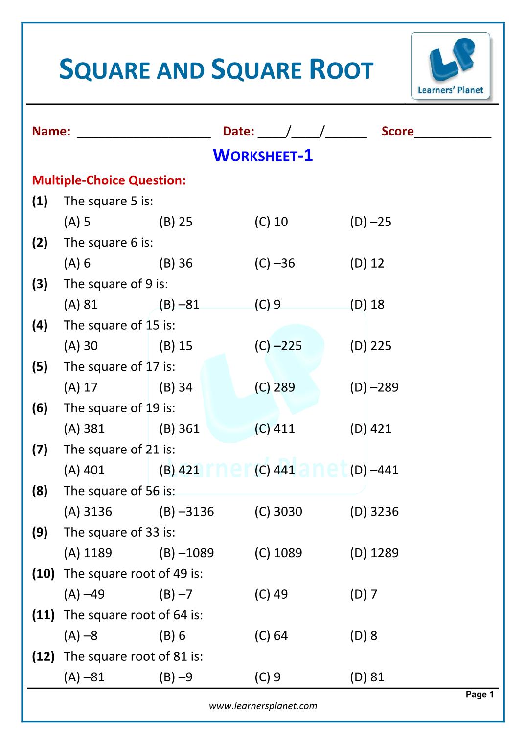 NCERT grade viii math squares and square roots videos, quiz In Square Root Worksheet Pdf