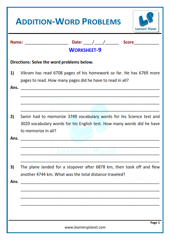 Printable worksheets on addition class 4 practice tests online