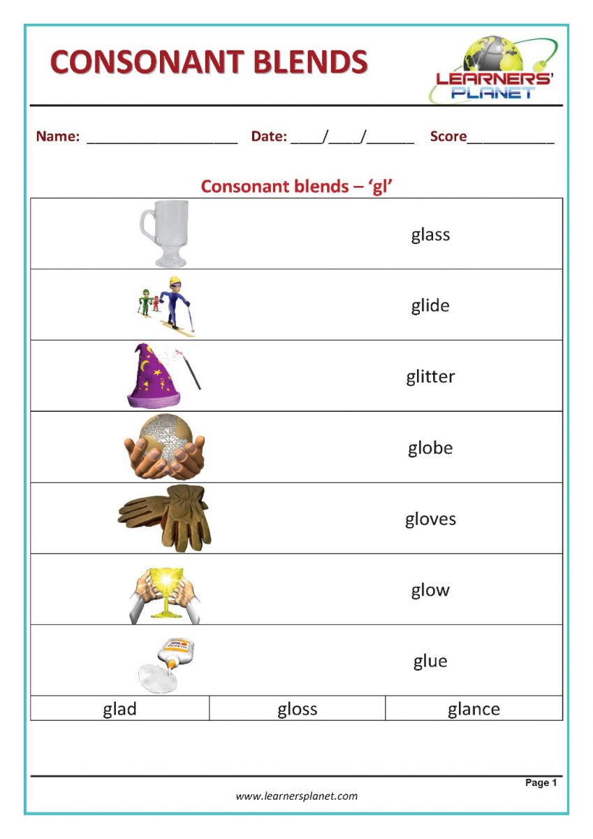 consonant blends worksheet grade 4