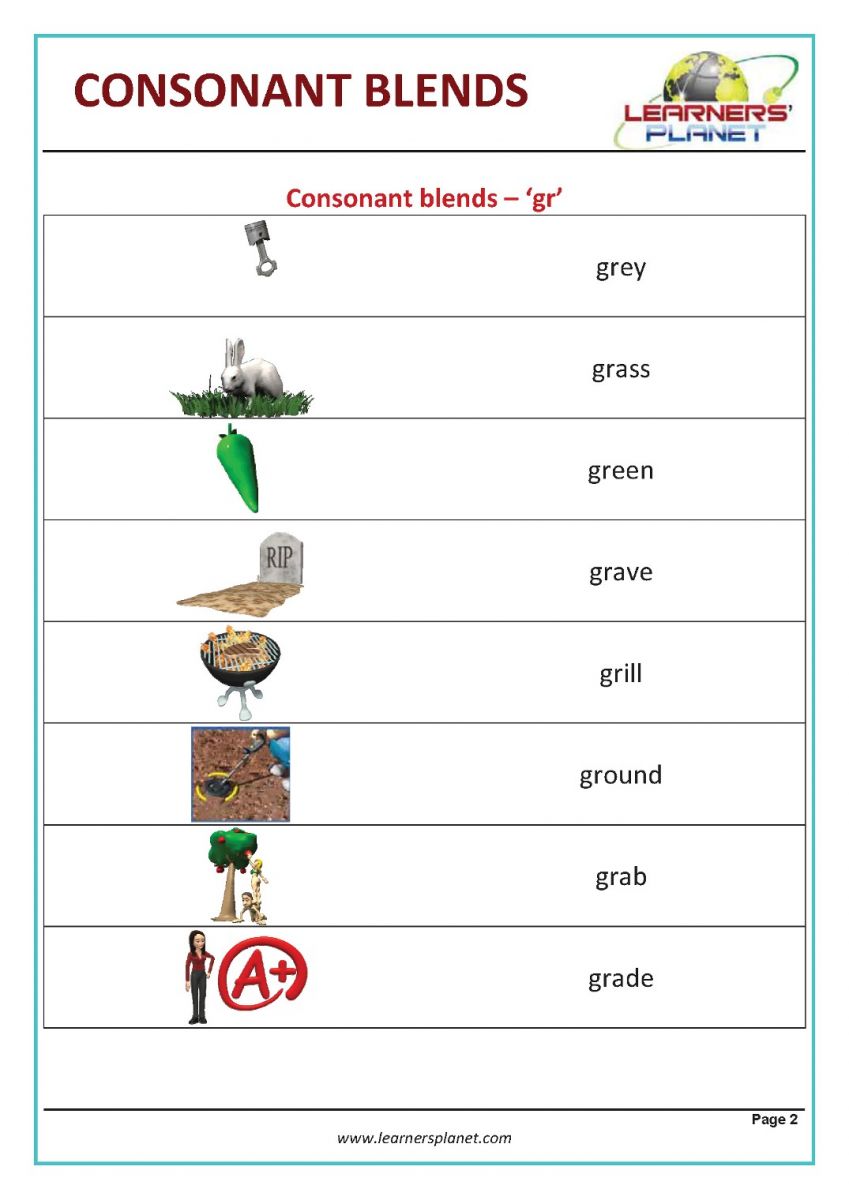 consonant blends worksheets grade 5