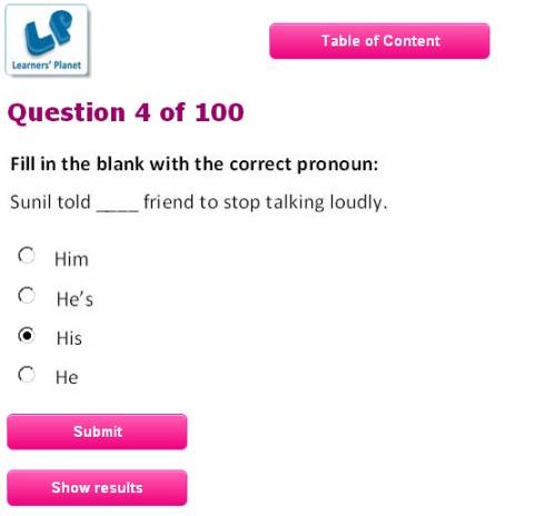 Class 4 english interactive quizzes for kids