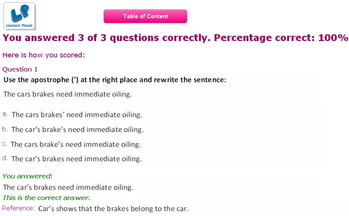 Fourth class english interactive quizzes