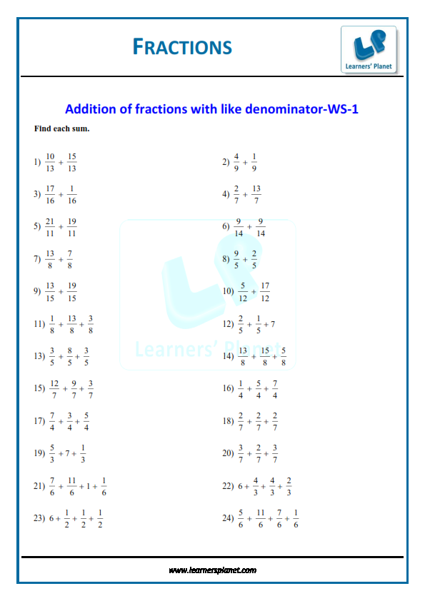 NCERT solutions class vi mathematics fractions worksheets
