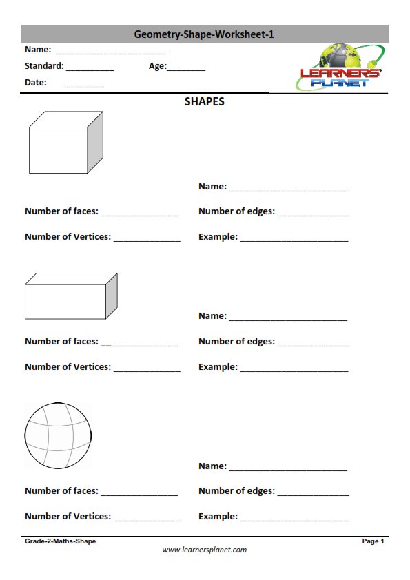Class two geometry worksheets