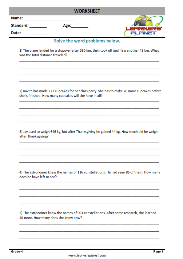 Mixed addition and subtraction word problems grade 4