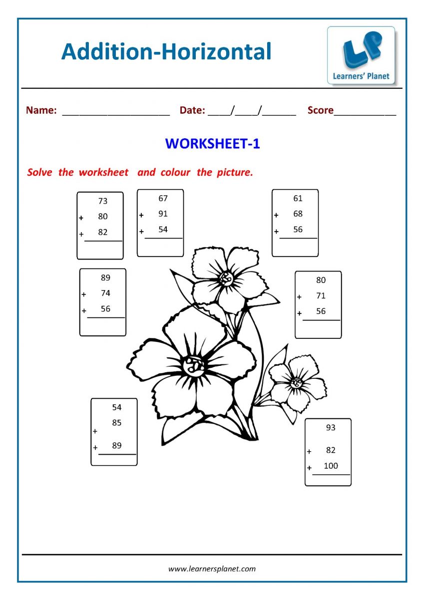 Math PDF Download addition worksheets