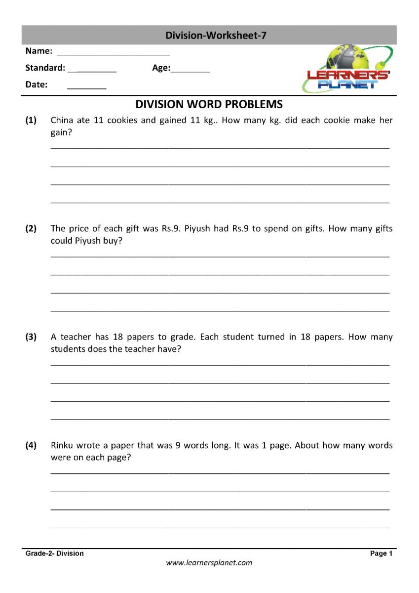 class 2 math division worksheets Download PDF