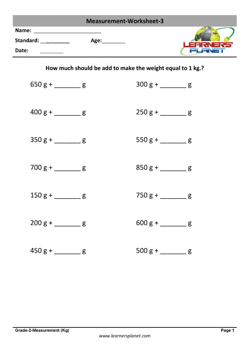 class 2 math worksheets printable measurement 