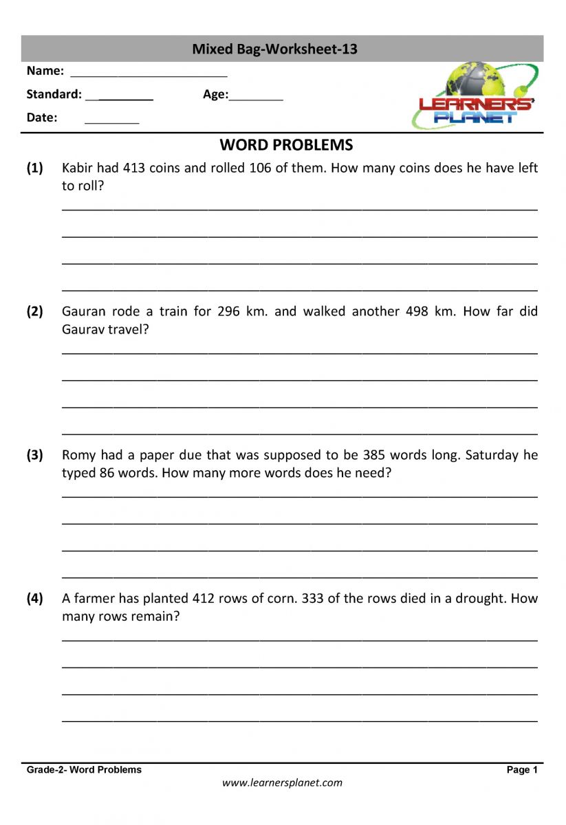 Download grade 2 math printable worksheets