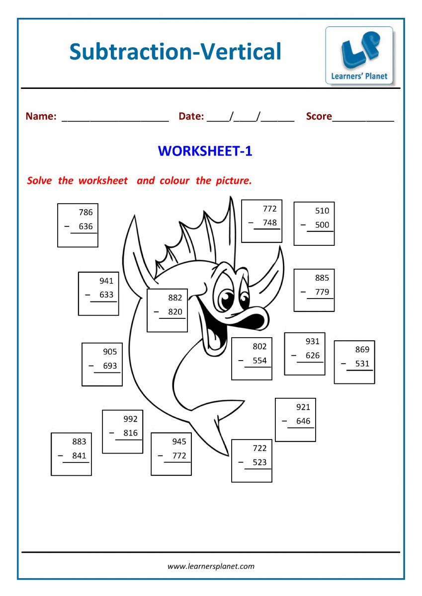 2nd grade PDF math subtraction worksheets printable