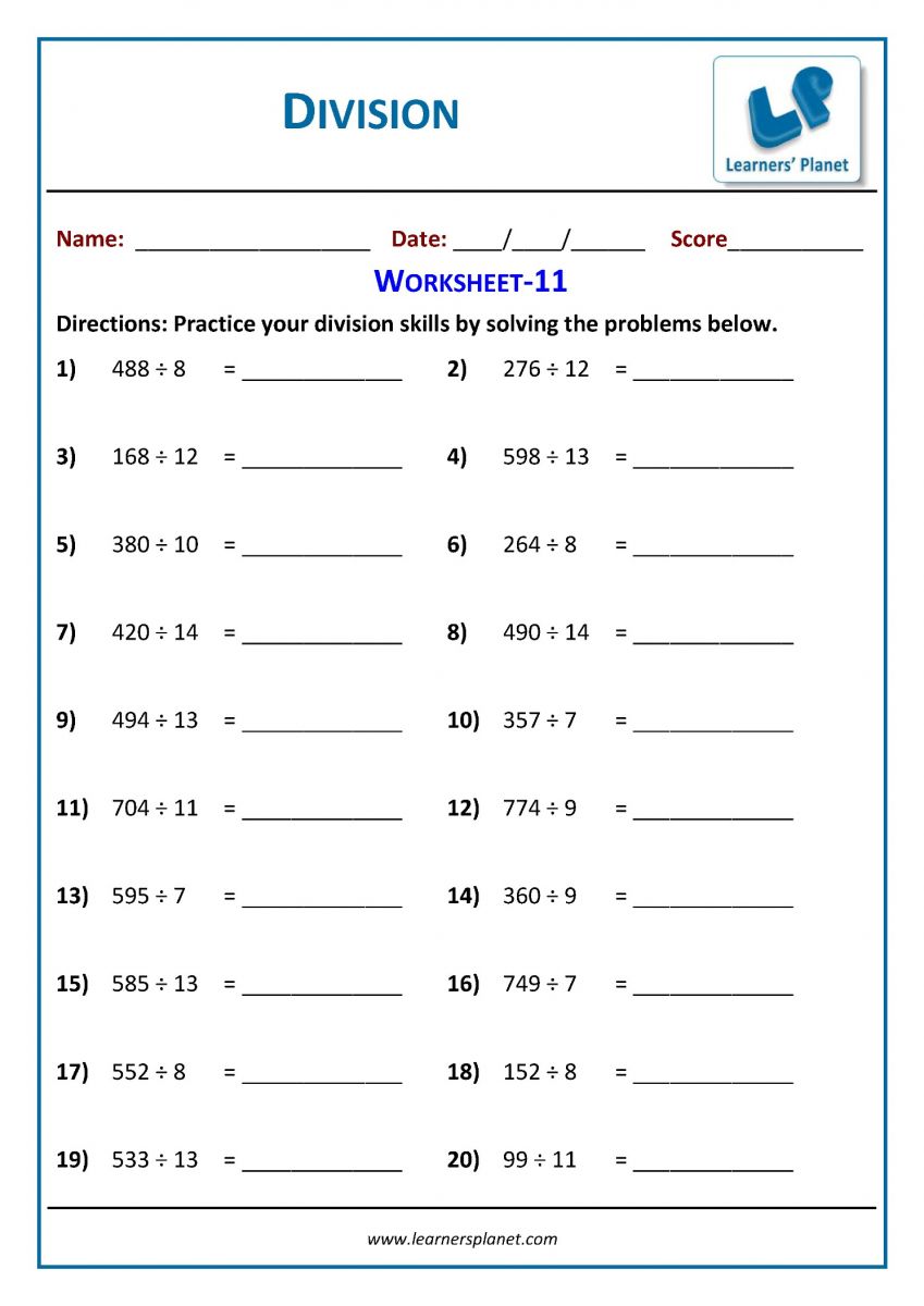 CBSE third grade math division printable worksheets, quiz