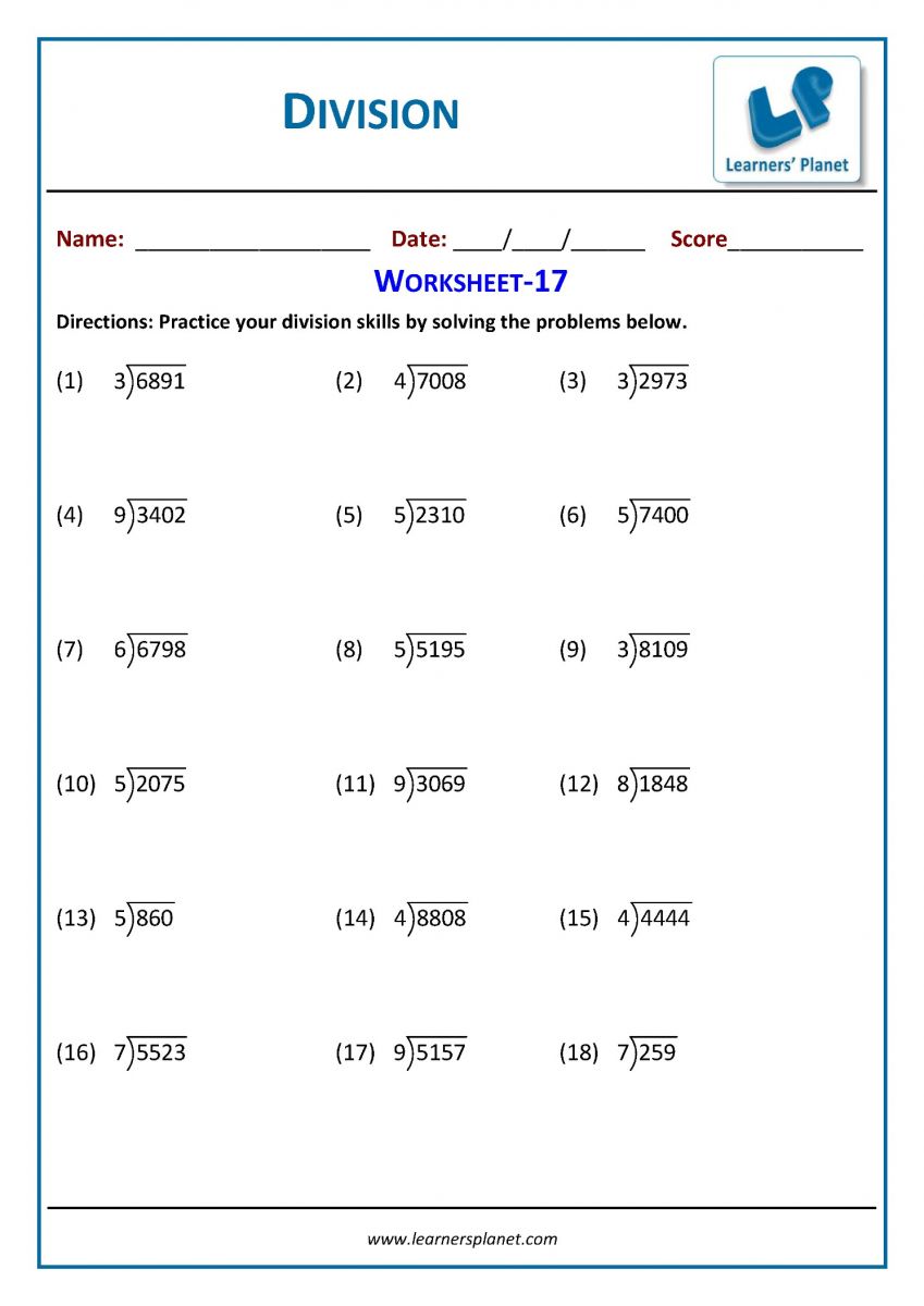 3rd grade division worksheets Download PDF for cbse math 