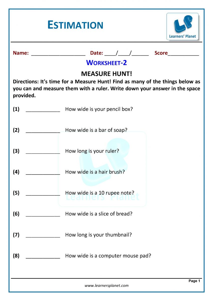 Maths estimation worksheets 3rd grade printable PDF