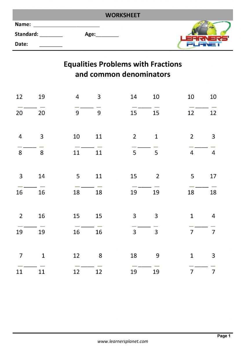 CBSE grade 3 math fractions equalities worksheets download