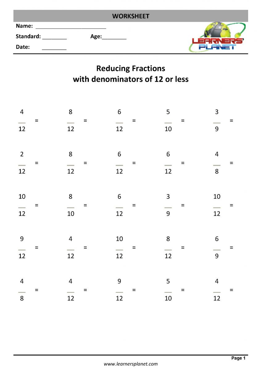 Reducing fractions worksheets for class 3 math download