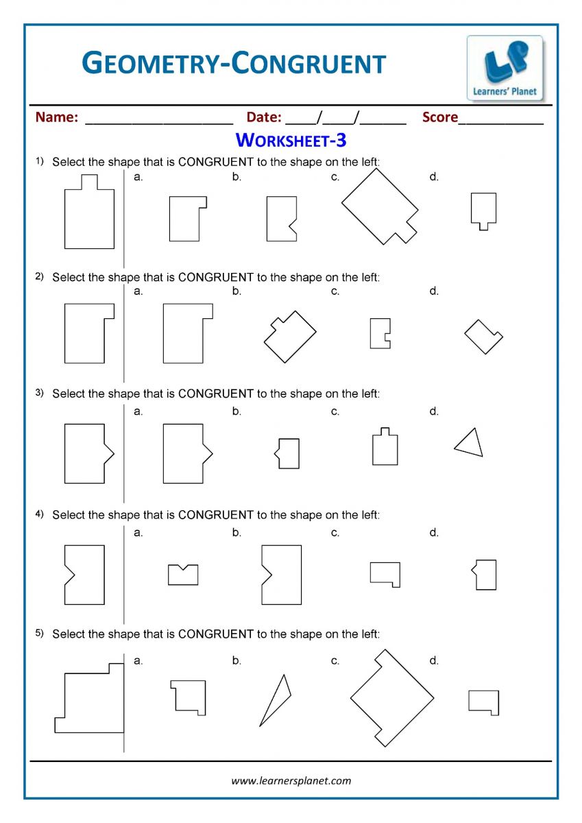 Printable PDF geometry worksheets 3rd grade math 