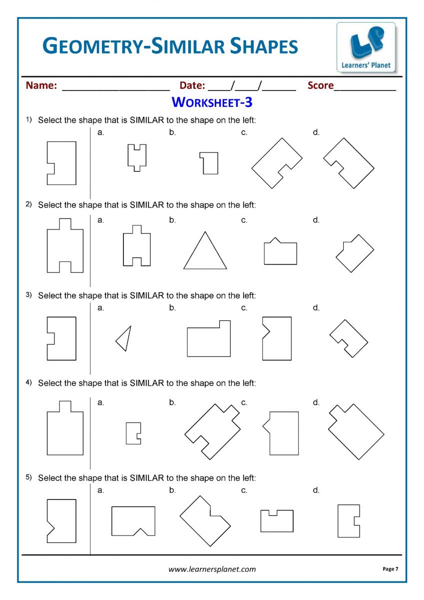 Geometry printable PDF math activities for third grade