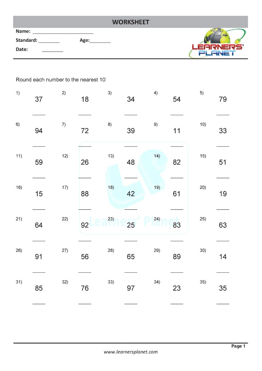 Rounding worksheets for class 3 math practice PDF download