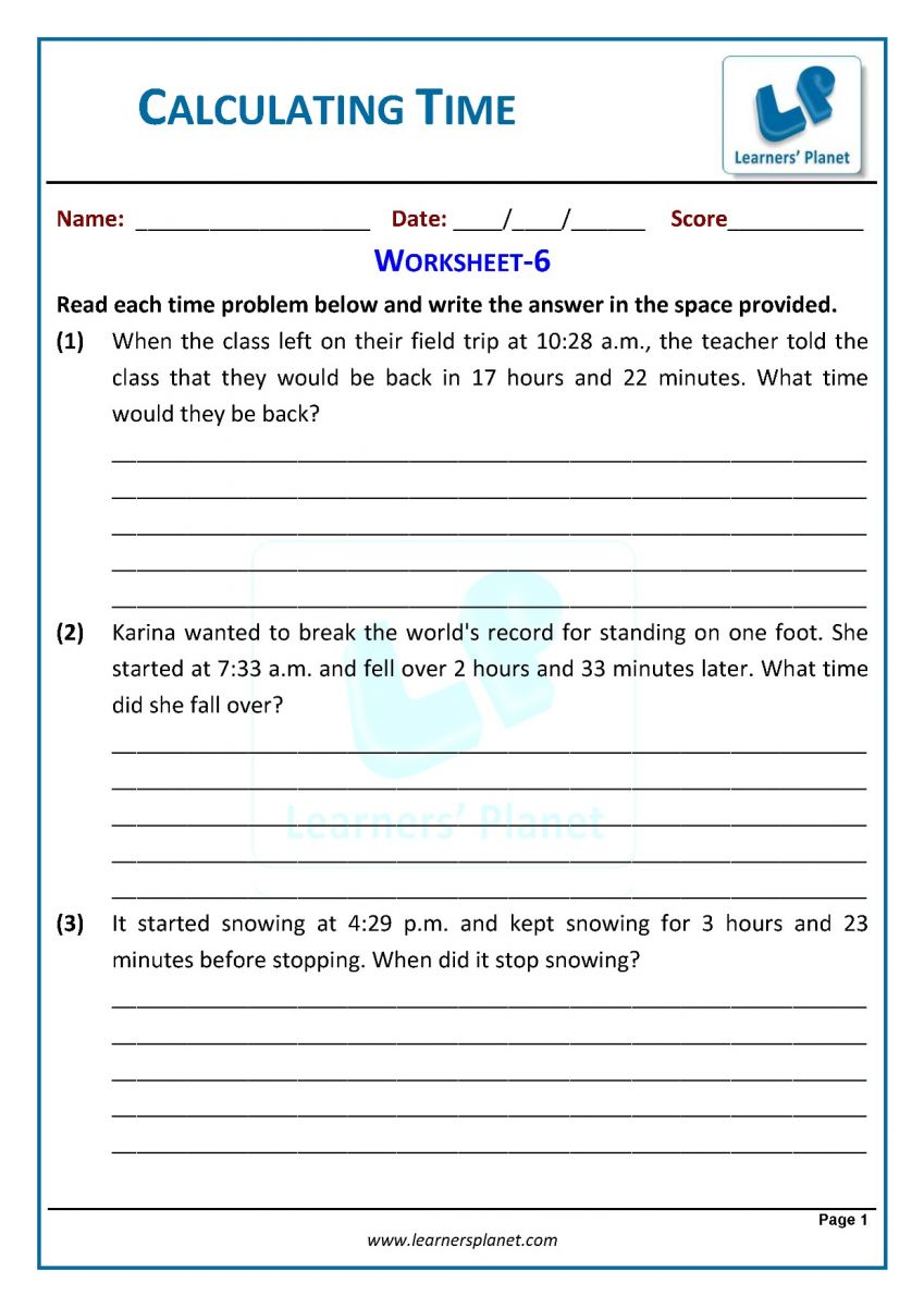 PDF download Telling time word problems printable worksheets class 3