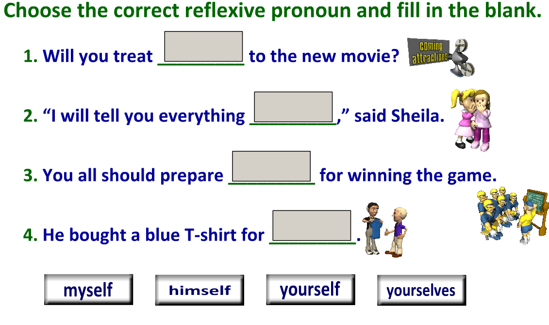 reflexive pronouns worksheets with answers