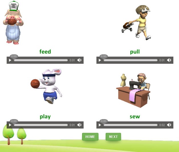 Online english grammar interactive quizzes on doing words for kids