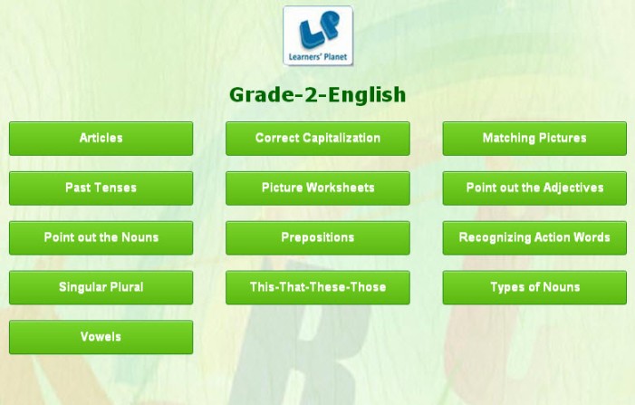 Grade 2 english interactive quizzes for kids