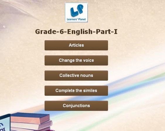 English interactive exercises for grade 6 student