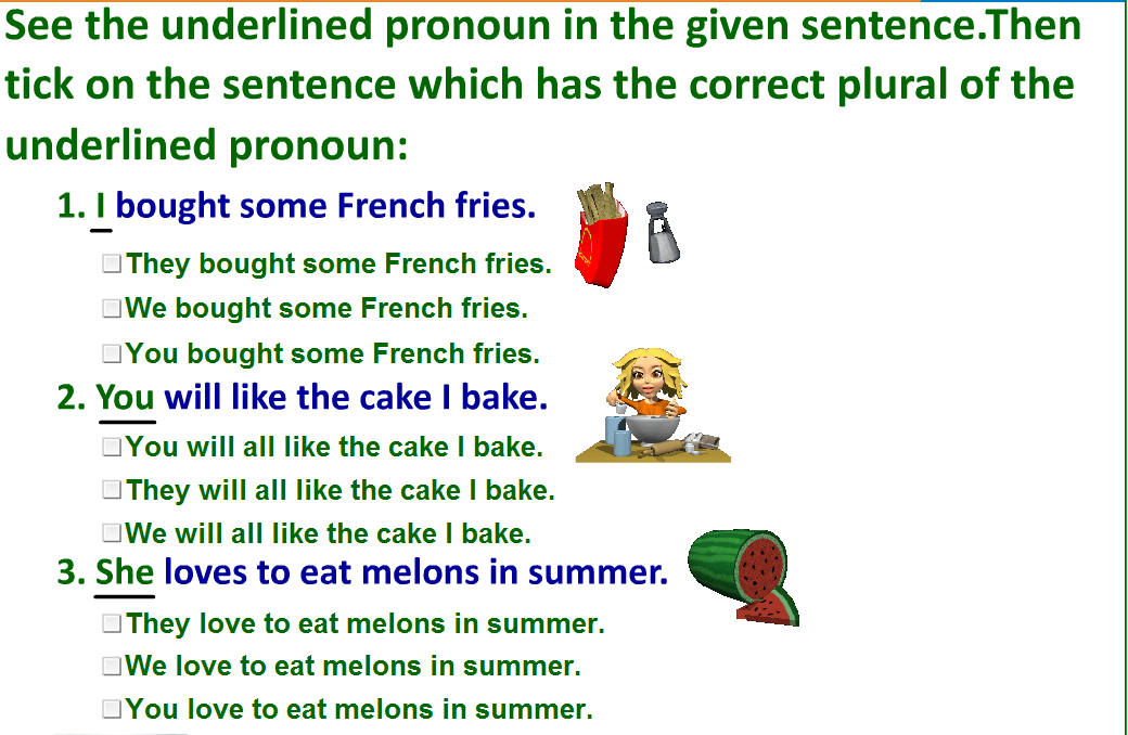 MCQ worksheet on pronouns