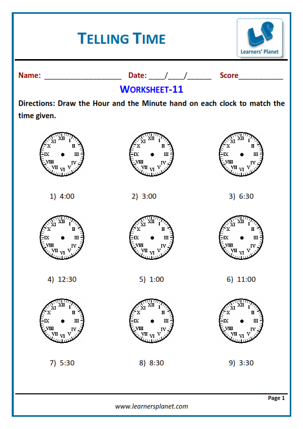 Printable time worksheet for 4th grade maths