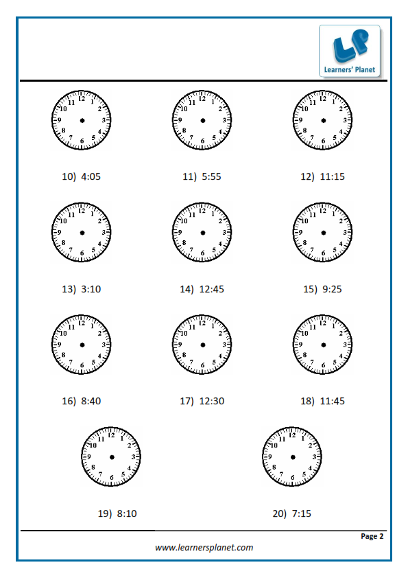 Online practice worksheets on time class 4 math