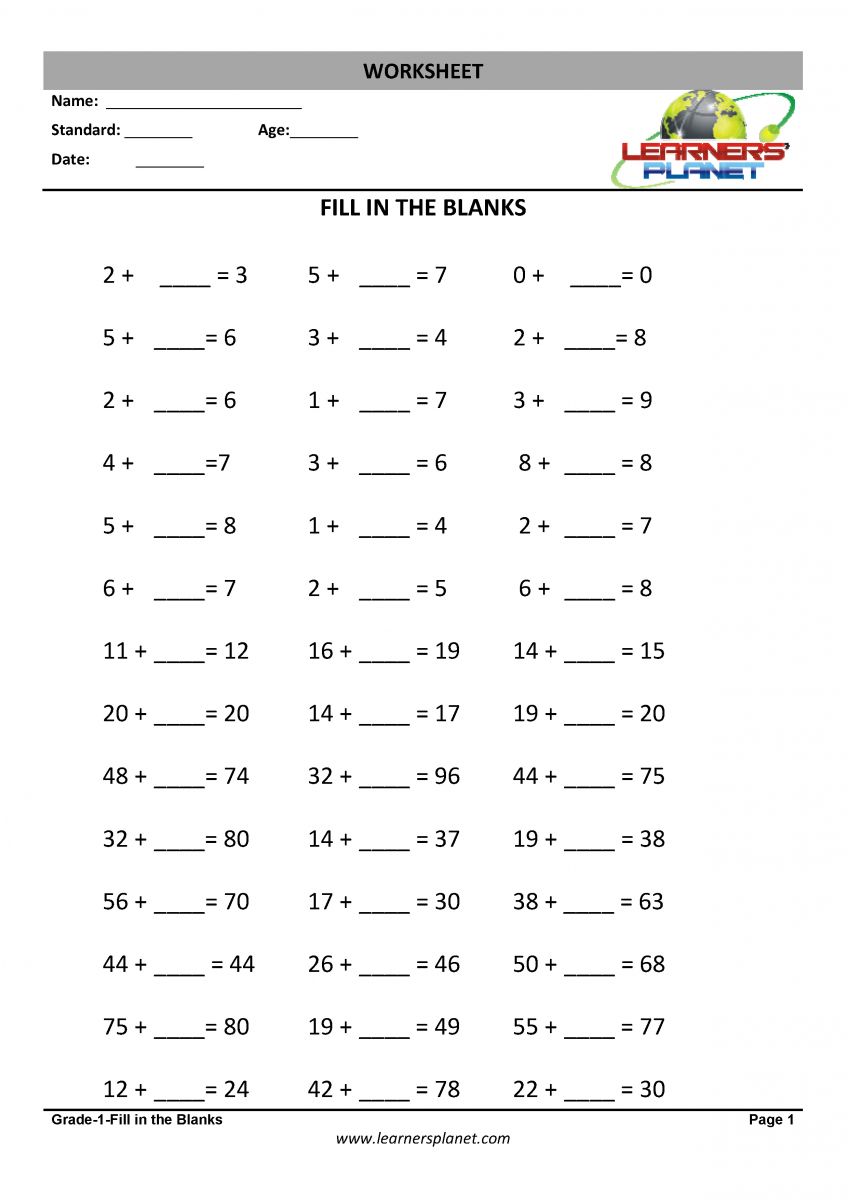 class 1 mental math pdf download worksheets