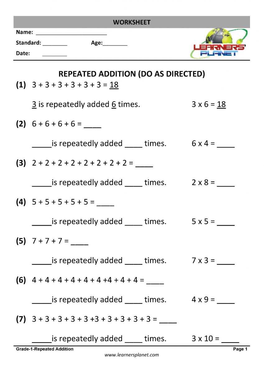 Class 1 math pdf counting numbers worksheets