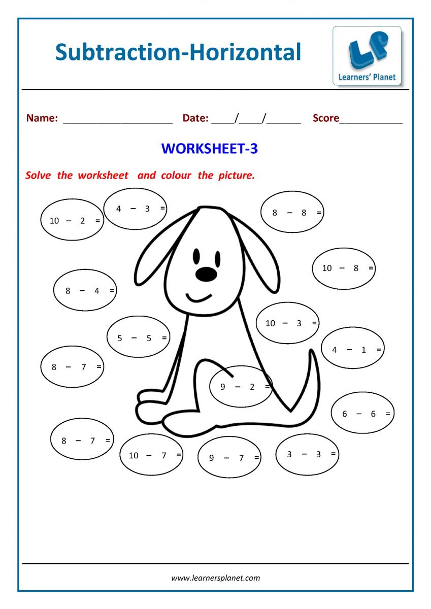 subtraction problems math practice worksheet pdf