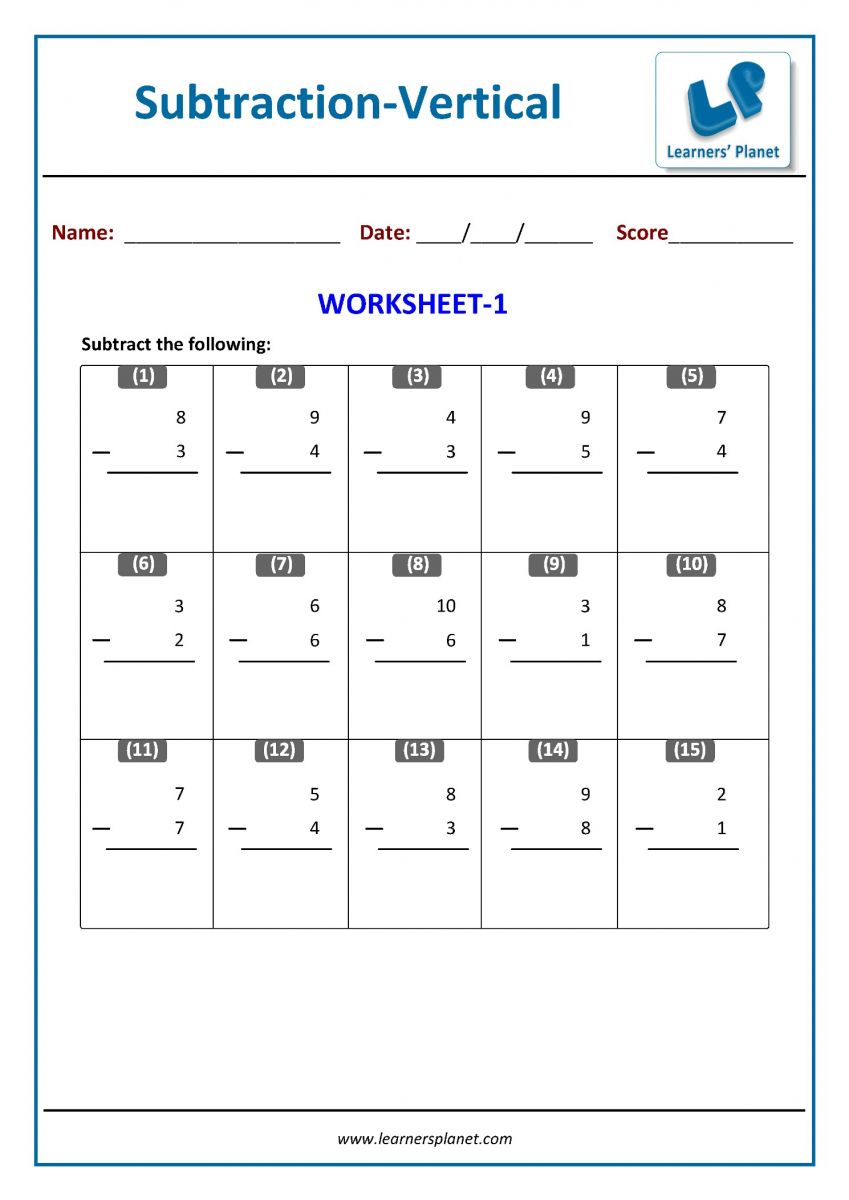 subtraction worksheets download PDF online